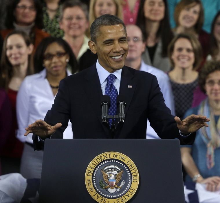 President Barack Obama gestures as he speaks at the Decatur Recreation Center in Decatur, Ga., Thursday,  Feb. 14, 2013 in Decatur, Ga., about his plans for early childhood education, this following his State of the Union address.  (AP Photo/John...