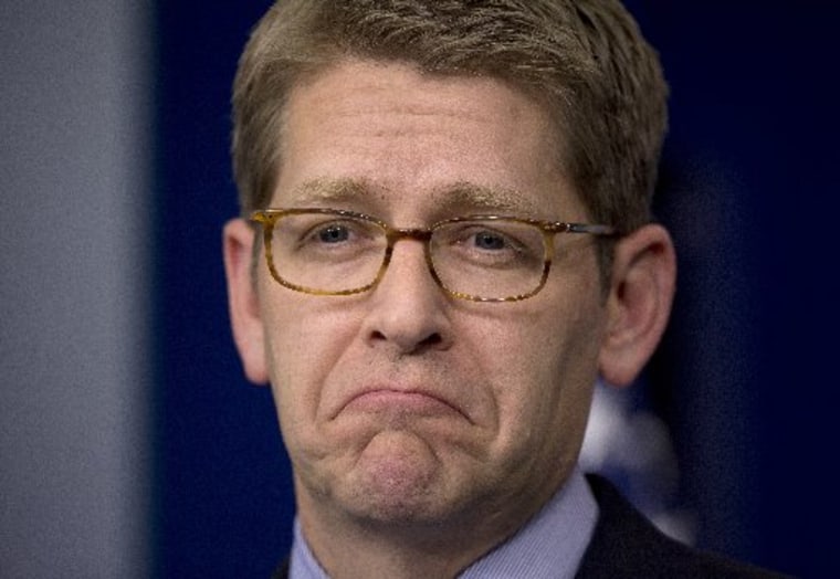 White House Press Secretary Jay Carney pauses as he speaks during his daily news briefing at the White House in Washington, Friday, Jan. 25, 2013. (AP Photo/Carolyn Kaster)