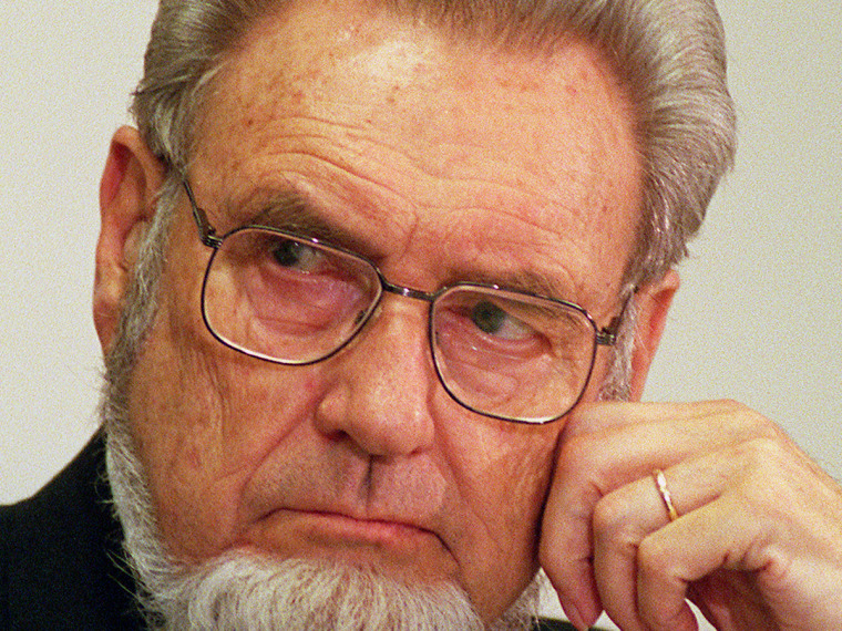 File Photo: Former former Surgeon General C. Everett Koop and co-chair of the Advisory Committee on Tobacco Policy and Public Health at the committee's meeting on the agreement between states and the tobacco industry.  (Photo by Douglas Graham...