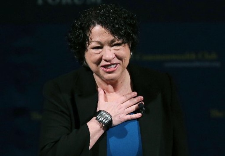 SAN FRANCISCO, CA - JANUARY 28:  US Supreme Court Associate Justice Sonia Sotomayor speaks during a Commonwealth Club event at Herbst Theatre on January 28, 2013 in San Francisco, California. Sotomayor spoke in conversation with Stanford law school...