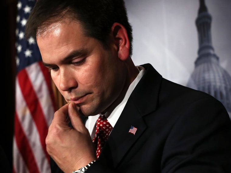 Sen. Marco Rubio voted against a Hurricane Sandy relief package. Now he's fundrasing in New York. (Alex Wong/Getty Images)