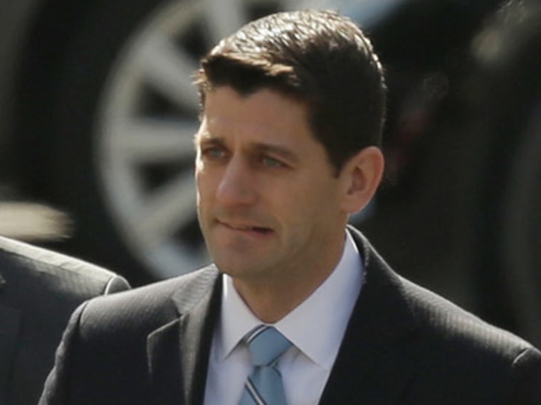 House Budget Committee Chairman Rep. Paul Ryan arrives at the West Wing of the White House on March 7, 2013. (Photo by Pablo Martinez Monsivais/AP)