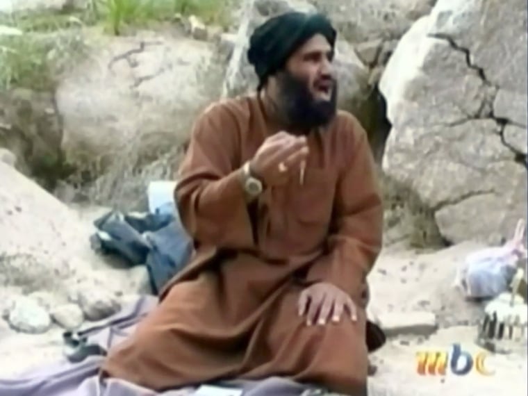 File Photo: Sulaiman Abu Ghaith, Osama bin Laden's son-in-law and Al-Qaeda spokesman as seen in Afghanistan, 2001. (Photo by Rex Features via AP Images, File)