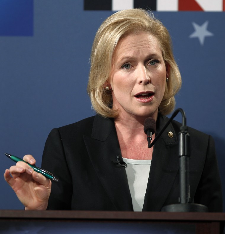 FILE - In this Oct. 21, 2010 file photo, Sen. Kirsten Gillibrand, D-N.Y., debates in Troy, N.Y.  Gillibrand was derided as a vulnerable flip-flopper when she was appointed to the Senate in 2009. Today, she is enjoying the afterglow of a winning her...