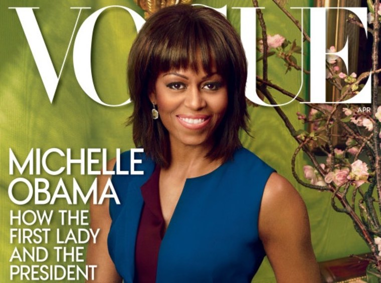 This cover image released by Vogue shows first lady Michelle Obama on the cover of the April 2013 issue of Vogue. The issue is available on newsstands on March 26. (AP Photo/Vogue, nnie Leibovitz)