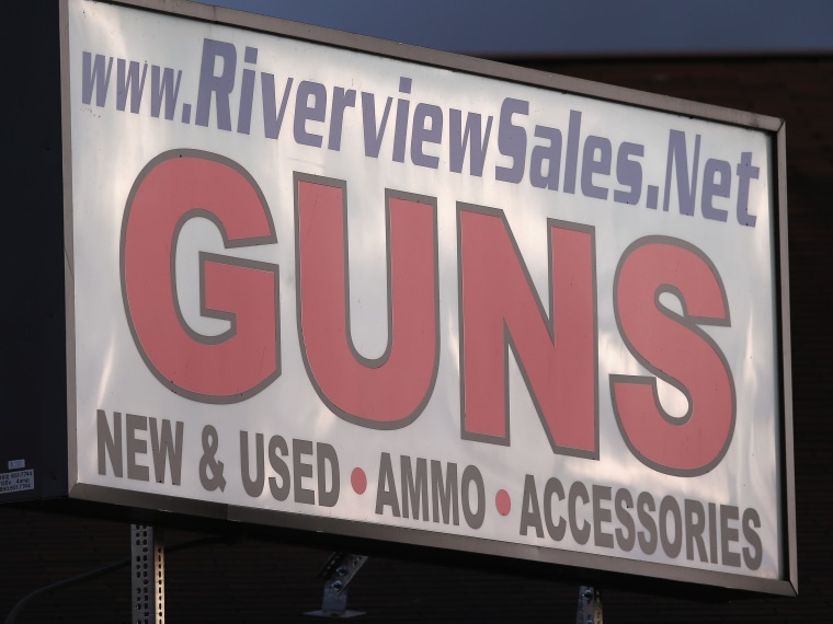 File Photo: A sign sits atop the closed Riverview Gun Sales shop on December 21, 2012 in East Windsor, Connecticut. According to the Hartford Courant, sources investigating the massacre at the Sandy Hook Elementary School in Newtown have said the...
