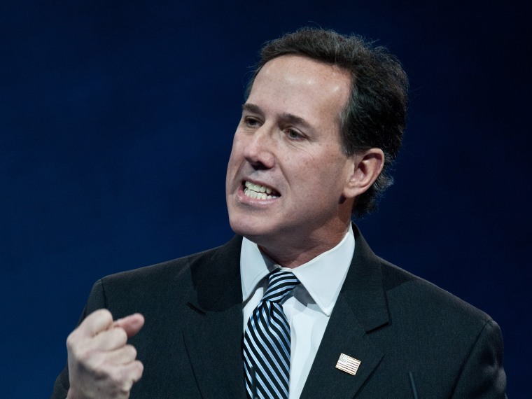 Former US Republican Senator from Pennsylvania Rick Santorum speaks at the Conservative Political Action Conference (CPAC) in National Harbor, Maryland, on March 15, 2013. (Photo by Nicholas Kamm/AFP/Getty Images)