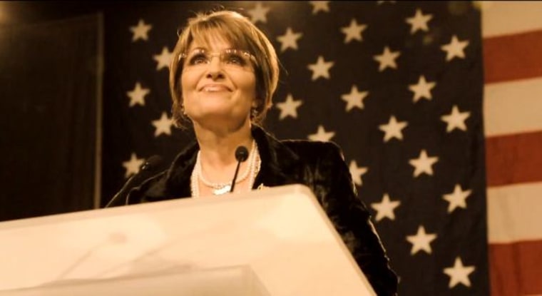Sarah Palin, as seen in her new fundraising ad, Loaded for Bear.