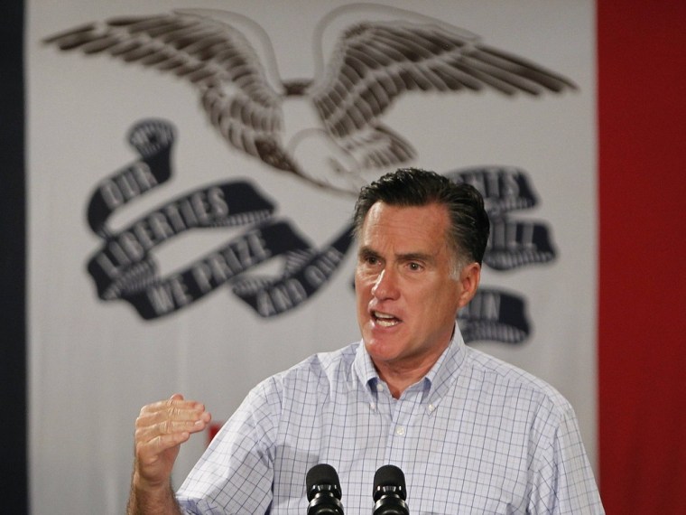 Republican presidential candidate and former Massachusetts Governor Mitt Romney speaks to supporters during a campaign event at Central Campus High School in Des Moines, Iowa August 8, 2012.