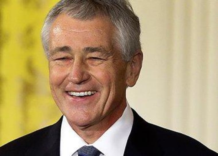 I wonder if Hagel's laughing at the quality of the smears against him.