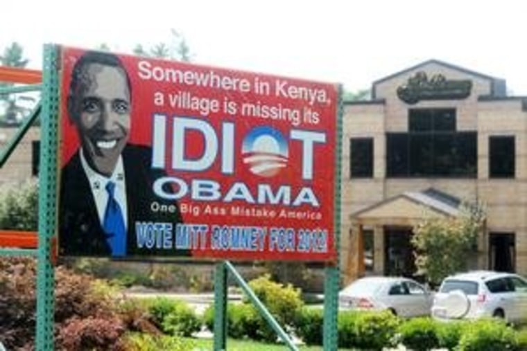 Anti-Obama billboard: 'Somewhere in Kenya, a village is missing its idiot'