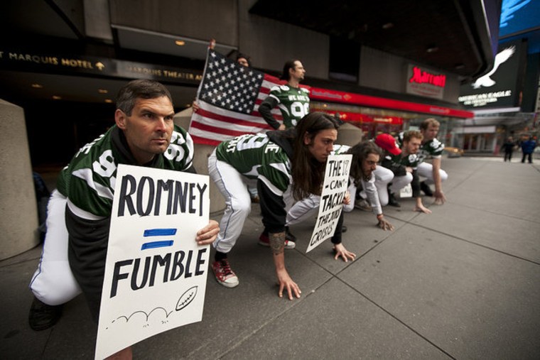 'NY 99ers' form defensive line to protest Romney's economic playbook