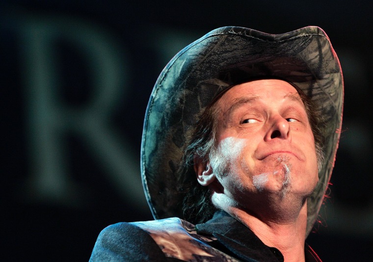 In this May 19, 2006 file photo, Ted Nugent performs during the opening ceremony of the National Rifle Association annual convention in Milwaukee.