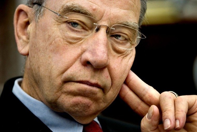 In this May 22, 2008 file photo, Sen. Charles Grassley, R-Iowa is seen on Capitol Hill in Washington.