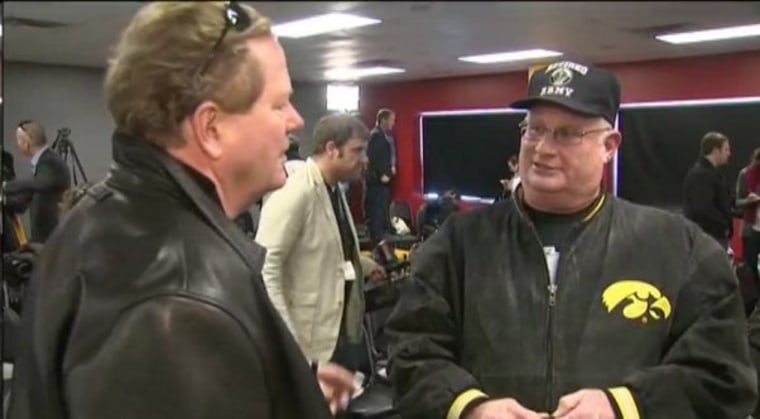 Ed Schultz interviews a voter following a Ron Paul campaign event today in Newton, Iowa.