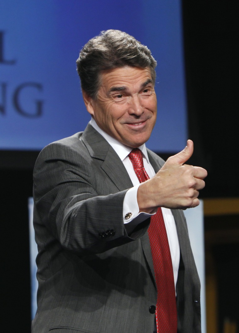 Rick Perry used his time at the National Association of Manufacturers forum to talk about his energy policy.