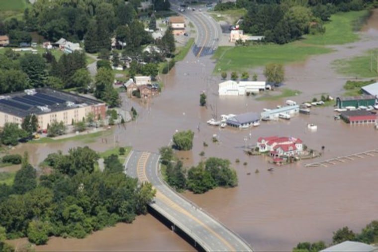 Freeman's Bridge Road in Glenville, NY was flooded by the Mohawk River.