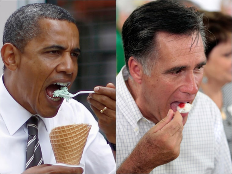 From tramping through cornfields to munching ice cream cones to holding babies – the time-honored traditions of the campaign trail leave President Barack Obama and GOP challenger Mitt Romney looking surprisingly alike.