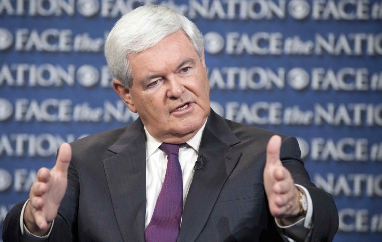 In this Sept. 30, 2012, photo provided by CBS News former House Speaker Newt Gingrich talks on CBS's \"Face The Nation\" in Washington.