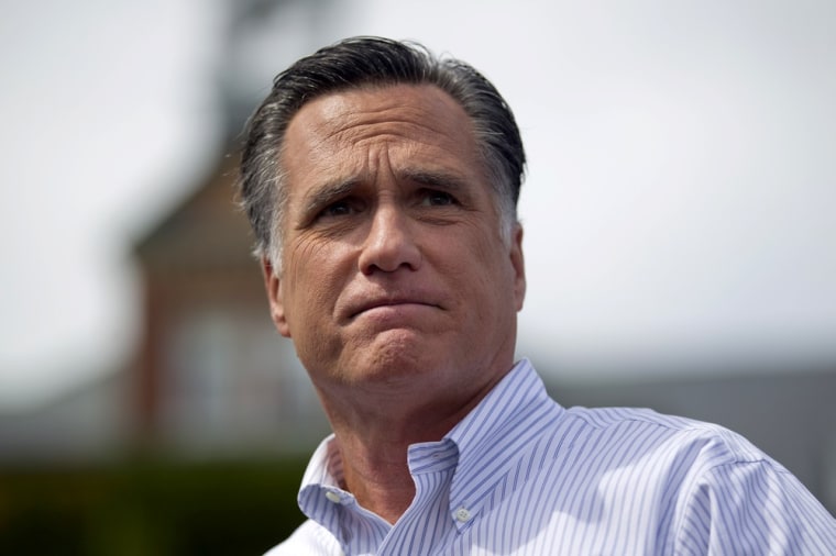 Mitt Romney speaks during a campaign rally, Monday, Aug. 20, 2012, in Manchester N.H.  (AP Photo/Evan Vucci)