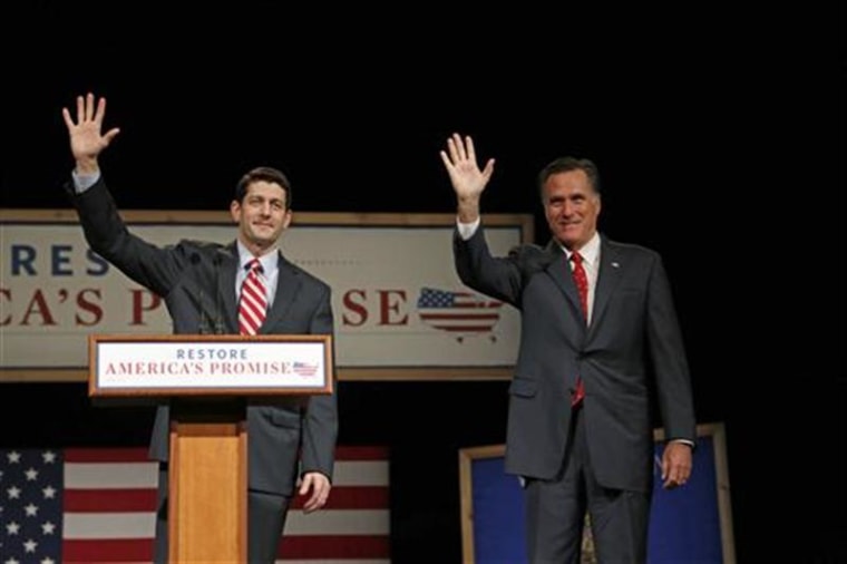 House Budget Chairman Paul Ryan  introduces Republican presidential candidate Mitt Romney as he addresses supporters at Lawrence University during a campaign stop in Appleton, Wisconsin, March 30, 2012.