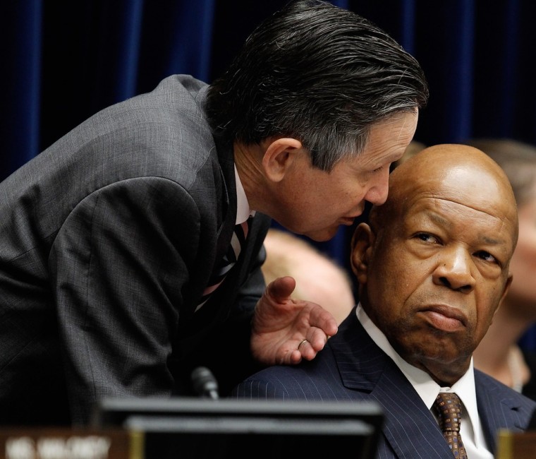 Rep. Elijah Cummings hears from Rep. Dennis Kucinich during a House Oversight Committee hearing on June 20, 2012.