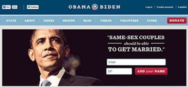 The Obama campaign's homepage, as of this morning.