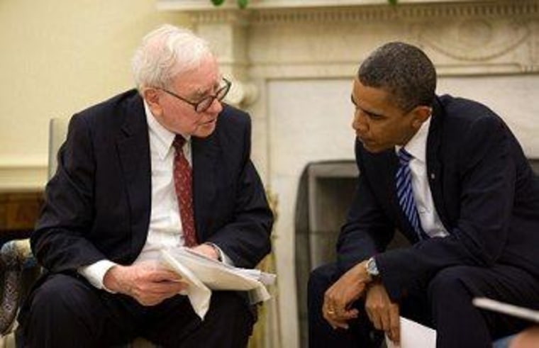Warren Buffett and President Obama in the Oval Office.