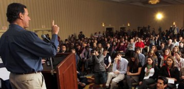 Santorum's recent speech at an \"indoctrination mill.\"