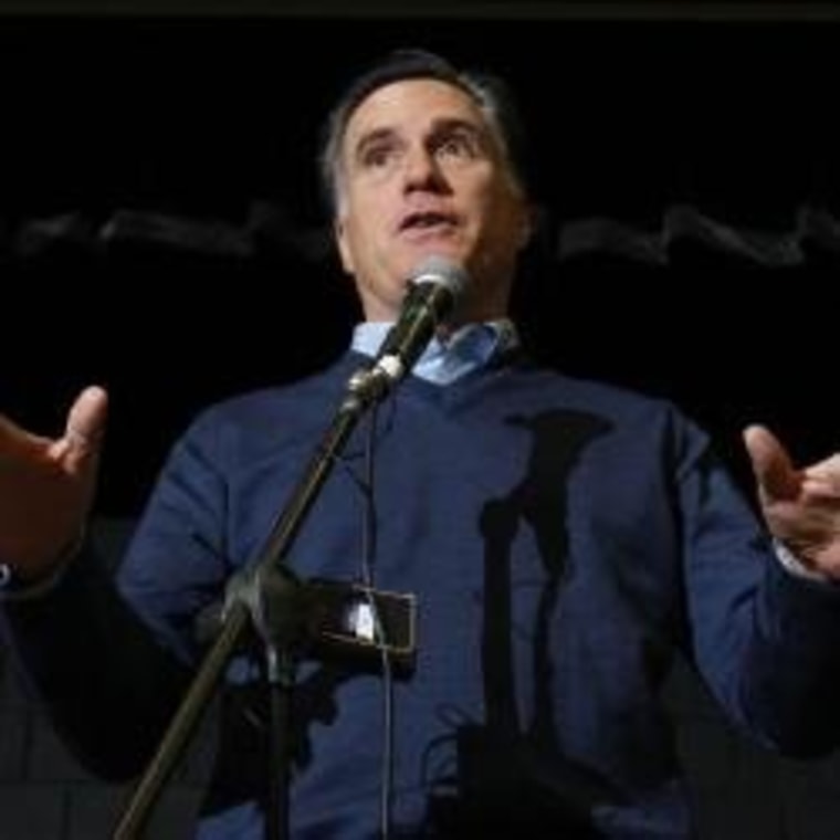 Romney speaks at a Maine GOP caucus yesterday.