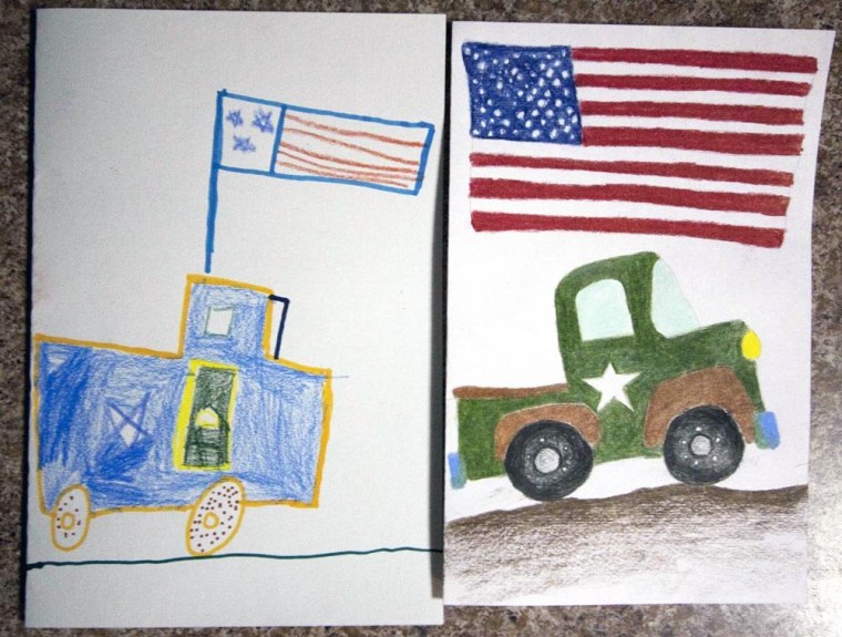 Father/son Veterans Day cards, 1st grade, Brooklyn public school
