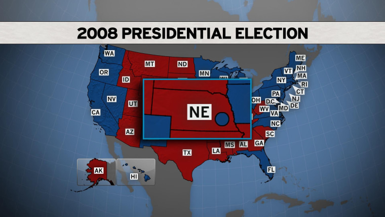 In 2008, Nebraska had one blue dot in a sea of red.