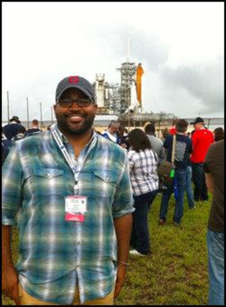 Standing in front of a real, live space ship.
