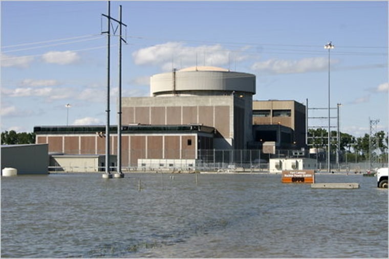The Fort Calhoun nuclear power plant in Nebraska, hard by the flooded Missouri River.