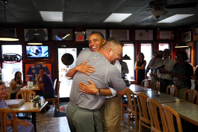 Republican small-business owner hugs Obama