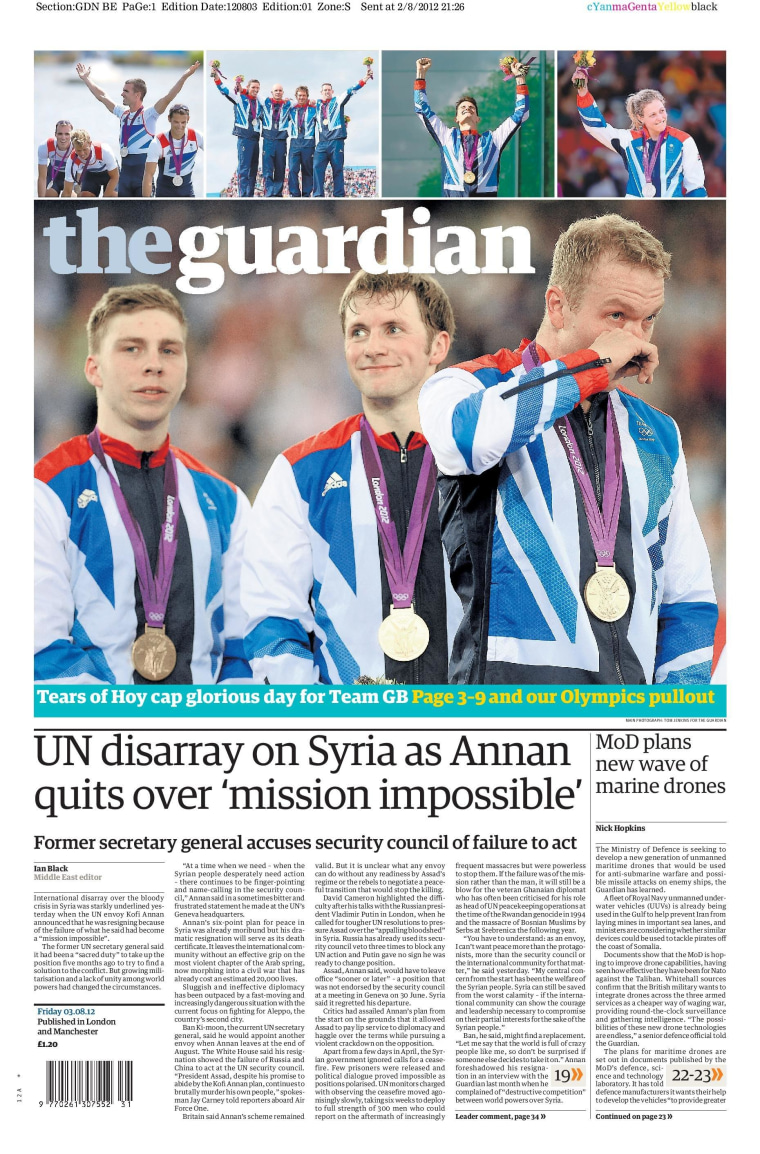 Guardian Front Page 8/2/2012