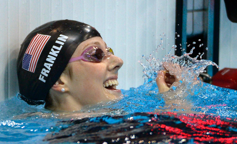 Franklin's reaction to winning her first individual medal.