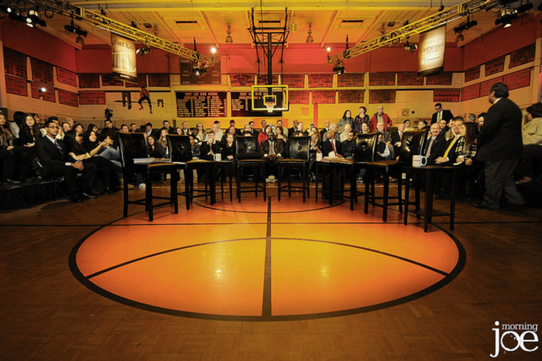 Fort Lee High School gymnasium for the Morning Joe education town hall at Fort Lee High School in Fort Lee, New Jersey