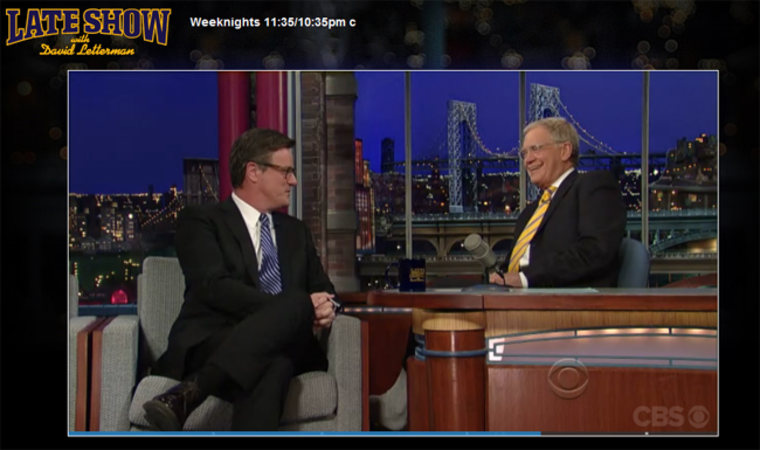 Joe drops by Letterman on Thursday, February 23, 2012