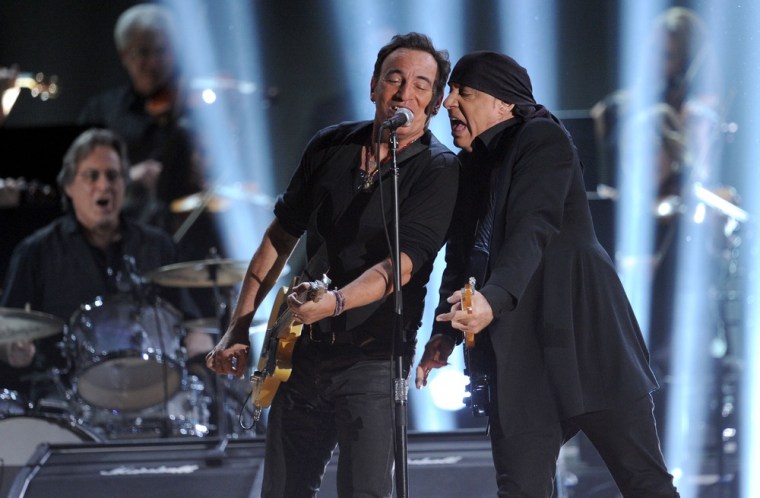 Bruce Springsteen and Steven Van Zandt perform onstage at the 54th Annual GRAMMY Awards held at Staples Center on February 12, 2012 in Los Angeles, California.