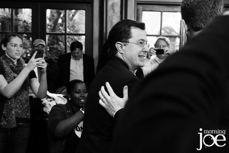 Stephen Colbert makes his entrance at the Mills House
