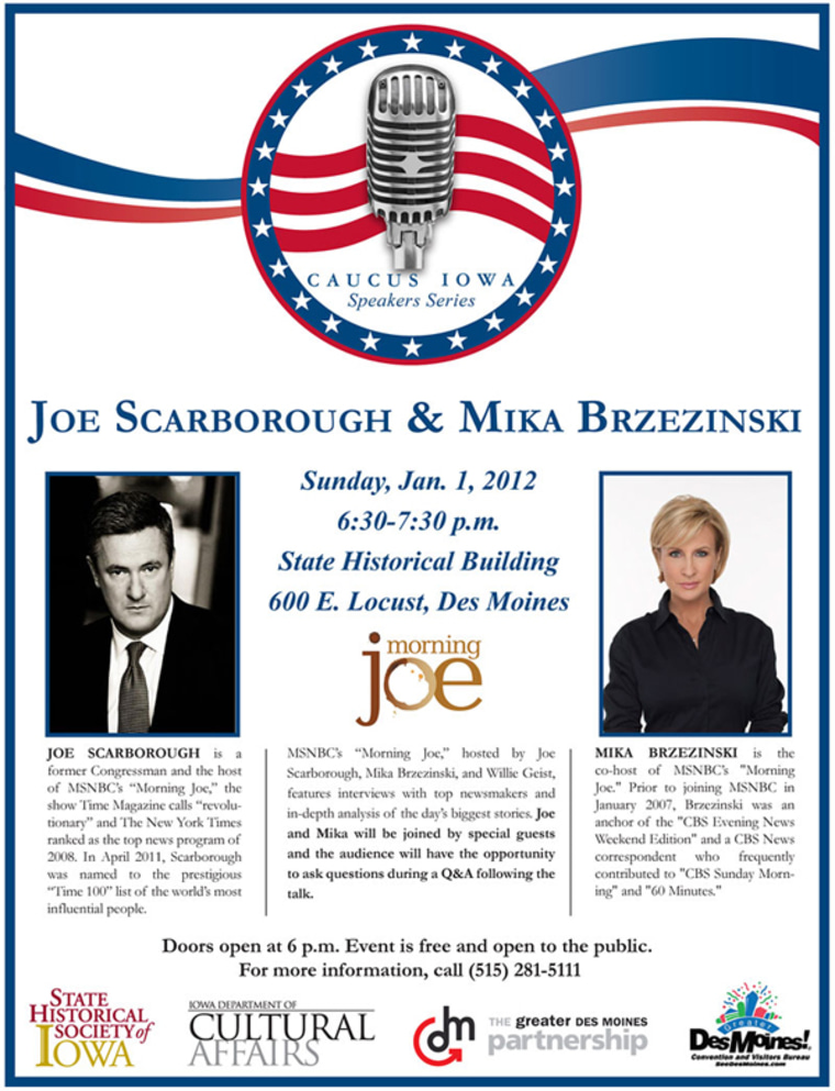 Morning Joe will be live in Des Moines this Sunday
