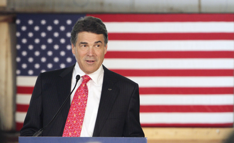 Republican presidential candidate, Texas Gov. Rick Perry speaks during a campaign visit to Epoch Homes, Thursday, Aug. 18, 2011, in Concord, N.H.