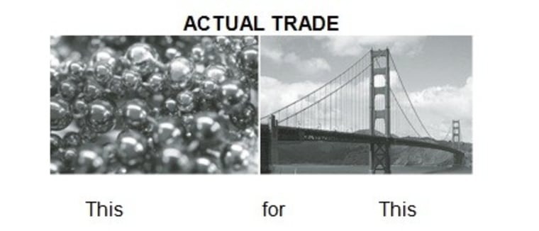 Plain English Guide to Confusing Financial Terms -- Bridge Loan: Leveraging assets (in this case, magic beads) to generate a loan with which to build a bridge. Also applies to toll plazas, piers, and large docks.