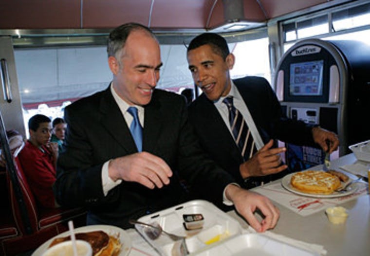 Happier times? President Obama in Pennsylvania back in 2008 with Senator Bob Casey.