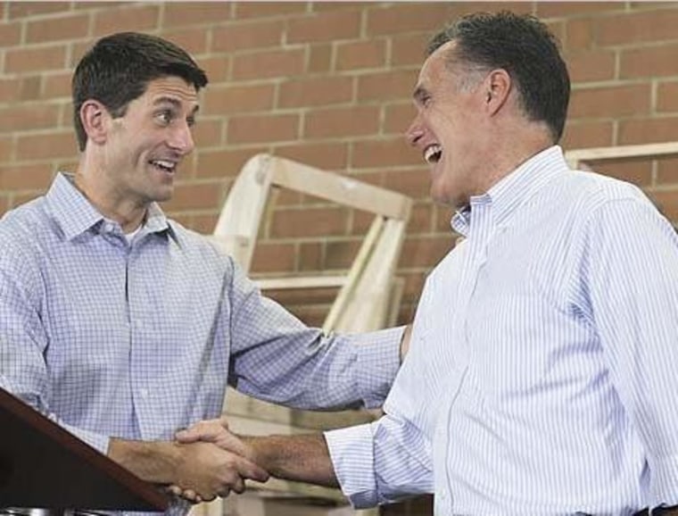 Paul Ryan and Mitt Romney on Sunday August 12th, in N.C.
