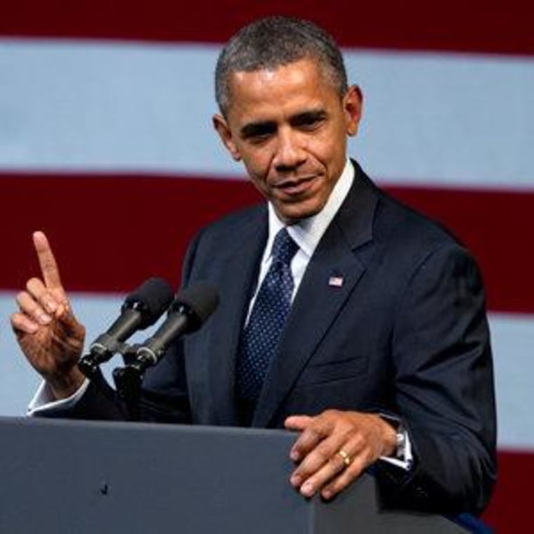 President Obama speaking during a fundraiser at the New Amsterdam Theatre in New York on Monday.