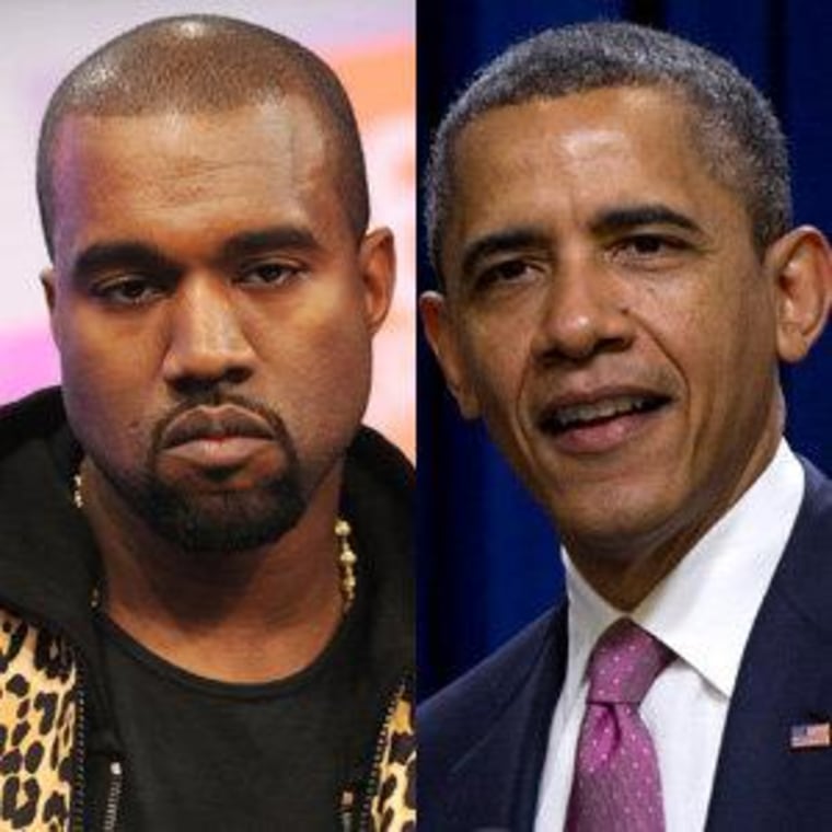 Kanye West (file); President Obama (file)