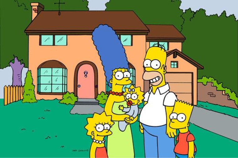 America's favorite animated dysfunctional family in front of their home in Springfield, Oregon.