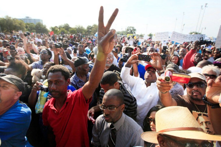 Thousands rallied in support of justice for Trayvon Martin at Fort Mellon Park.